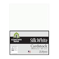 Clear Path Paper - Silk White Cardstock - 8.5 x 11 inch - 100Lb Cover - 25 Sheets
