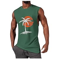 Men's Tank Tops, Men Beach Palm Tree Sleeveless T-Shirt Summer Casual Muscle Sports Training Bodybuilding Sport Shirts