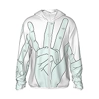 Sun Protection Hoodie for Men Women UPF 50+ Long Sleeve Rash Guard Jacket Sign Language Alphabet Lightweight Sun Shirt