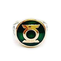 Master Craft Green Lantern Power Ring Green Lantern Corps Brass Green Enamel Men's Ring.