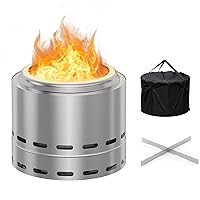 15in Outdoor Smokeless Fire Pit, Wood Burning Fireplaces with Stand, Removable Ash Pan and Portable Bag, Stainless Steel Stove, Outside Bonfire for Backyard, Camping, and Picnics