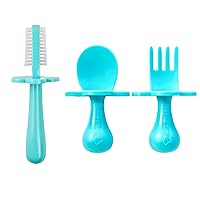 grabease Bundle of Double Sided Toothbrush and First Feeding Utensils – Baby Toothbrush for 6 Months to 4 and Baby Silverware