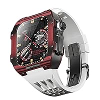 MGTCAR Karbonfaser-Uhrenarmband-Set für Apple Watch 8/7/6/5/4/SE Serie, für iwatch 44/45 mm Uhrenarmband, Luxus-Uhrenarmband, Uhrenarmband Upgrade und Ersatz-Set