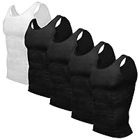 Mens 5 Pack Body Shaper Slimming Tummy Vest Thermal Compression Shirt Tank Top Shapewear
