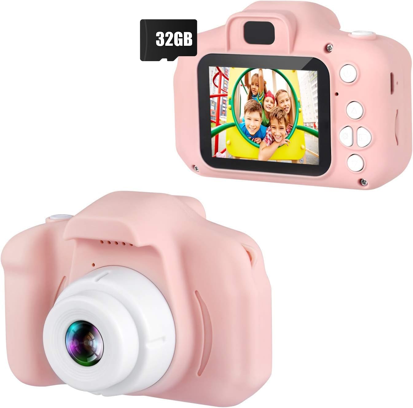 Dartwood 1080p Digital Camera for Kids with 2.0” Color Display Screen & Micro-SD Card Slot for Children - 32GB SD Card Included (Pink)