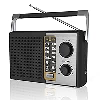 AM FM Radio with Best Reception, Portable Battery Operated Transistor Radios, Headphone Jack, AC Powered, Suit for Senior and Home, Black