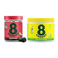 Daily Greens Gummies and Super Greens Powder, Supports Digestion & Debloating，Chlorella & Blue Green Algae