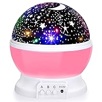 SUNNEST Night Light for Kids,Kids Night Light, Star Night Light, Nebula Star Projector 360 Degree Rotation Moon Star Projector - 4 LED Bulbs 8 Light Color Changing with USB Cable