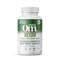 Om Mushroom Superfood Reishi Mushroom Capsules Superfood Supplement, 90 Count, 30 Days, Adaptogen, Stress & Immune Support, Superfood Mushroom Supplement