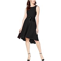 Womens Solid Bodice High-Low Dress
