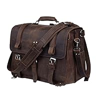 Vintage Crazy Horse Genuine Leather Men Briefcase Business Office Bag Leather Briefcase 15.6