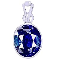 Ramneek Jewels Divya Shakti 7.25-7.50 Carats Blue Sapphire Pendant/Locket (Nilam/Neelam Stone Silver Pendant) 100% Original AAA Quality Gemstone