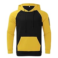 Hoodies For Men,Men's Novelty Color Block Pullover Fleece Hoodie Long Sleeve Casual Drawstring Pocket Sweatshirt