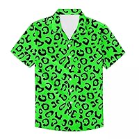 Amzbeauty Men's Casual Button-Down Shirts Leopard Print Running Clothing Beach Surf Golf Hawaii Aloha Shirts