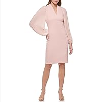 Vince Camuto Women's Long Sleeve V Neck Stretch Crepe Bodycon Dress