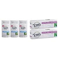 Natural Long Lasting Deodorant Multi Pack, Tea Tree, 3 Count With Antiplaque and Whitening Fluoride-Free Toothpaste, Peppermint, 5.5 oz., Pack of 2