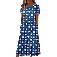 Plus Size Short Sleeve Lounges Dress Women's Valentines Day Birthday Comfort Cotton for Women Softest Patchwork Blue L