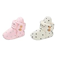 2PCS Shoes Baby Shoes Plus Velvet Warm Polka Dot Printing Boots Non Slip Breathable Toddler Shoes 12 Month Fleece Sleepers Boy