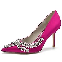 Womens Slip On Sandals for Wedding Pointed Toe Rhinestones Fringe Shoes Party Dress Bridal Pumps