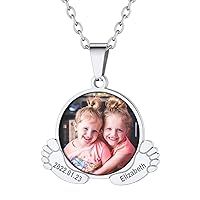 Custom4U Personalized Baby Feet Necklace with Pictures/Name/Text Engraved,Custom Photo Necklaces Memory Jewelry Customized Gifts for Mom Women Mama,Chain 20”+2” (Gift Box)