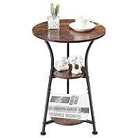 Dulcii Small Round End Table for Narrow and Small Space, 3-Tier Round Accent Couch Beside Table, Modern Side Table Corner Sofa Table Nightstand for Living Room Bedroom