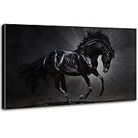 Black and White Horse Canvas Wall Art Wild Animal Wall Decor 20x40