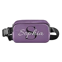 Custom Purple Fanny Pack for Women Men Personalizied Belt Bag Crossbody Waist Pouch Waterproof Everywhere Purse Fashion Sling Bag for Jogging