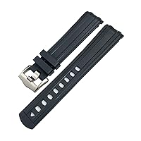20mm Watch strap Replacement for Omega Seamaster 300 Curved End Fluorous Rubber silicone watchband Stainless steel buckle
