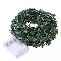 Christmas Garland with Lights Christmas Lighted Garland with 50 LED Artificial Green Leaf Vine with Fairy String Lights Christmas Decor 196.85 Inch