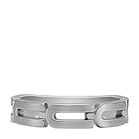 Fossil Men's Heritage D-Link Chain Stainless Steel Band Ring, Color: Silver (Model: JF04693040)