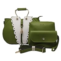 Women Handbags Leather Work Tote Bag Top Handle Purse Shoulder Bag with Wallet Make Up Bag 3 Pcs Set Hobo