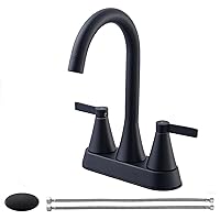 VAPSINT Matte Black Bathroom Sink Faucet, 4 Inch Bathroom Faucet for Sink 3 Hole, 2-Handle Centerset Faucet for Sink Vanity with Water Supply Lines and Pop Up Drain