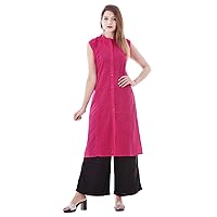 Women's Long Kurti With Plazo Set Dress Suit Tunic Wedding Wear Maxi Maroon Color Plus Size
