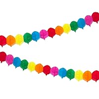 Balloon Shaped Rainbow Birthday Bunting Reusable Party Decorations for Kids, Adults, Boys, Girls | 3D Colourful Paper Garlands, Pack of 3, 3m Length - Made by Talking Tables