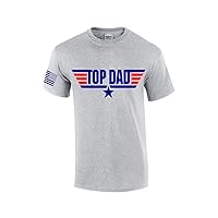 Top Dad Mens USA Patriotic Short Sleeve Men's Fathers Day T-Shirt Graphic Tee