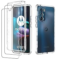 Dzxouui for Motorola Edge 30 Clear Case, Cute Crystal TPU Bumper Shockproof Protective Phone Case for Motorola Moto Edge 30 5G with [2 Pack] Screen Protector