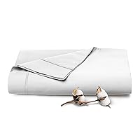 Cotton White Twin XL Flat Sheet, 400 Thread Count 100% Long Staple Combed Cotton Sateen Weave Twin XL Flat Bed Sheets (White Twin XL Flat Sheet Only - 1PC)