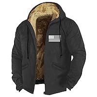 Zip Up Hoodie Big And Tall Mens Winter Heavyweight Fleece Sherpa Lined Warm Sweatshirt Jackets