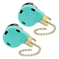 Ceiling Fan Switch 3 Speed 4 Wire Zing Ear ZE-268S6 Pull Chain Switch Control Replacement 3 Speed Control Switch Ceiling Fans, Wall Lamps, Cabinet Light, Brass 2PCS