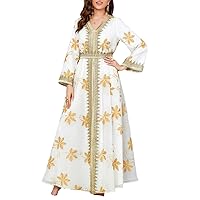 Women Embroiderey Islamic Long Dress Muslim Dubai Evening Dresses Moroccan Kaftan Eid Abaya Party Dresses