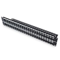 Cable Matters Rackmount or Wall Mount 2U 48 Port Keystone Patch Panel with Cable Management and Support Bar (19-inch Blank Patch Panel for Keystone Jacks/Keystone Panel)