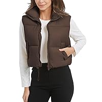 PEHMEA Women’s Cropped Puffer Vest Zip Up Stand Collar Sleeveless Jacket Winter Gilet Puffy Vest