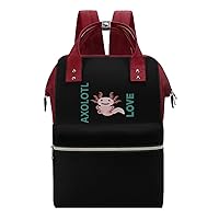 Love Cute Pink Axolotl Diaper Bag Backpack Travel Waterproof Mommy Bag Nappy Daypack