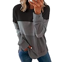Anjikang Sweatshirt for Women 2023 Fall Fashion Side Split Sweatshirts Plus Size Long Sleeve Crewneck Pullover Tops (S-5XL)