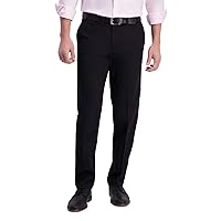 Haggar Men's Iron Free Premium Khaki Straight Fit Flat Front Flex Waist Casual Pant, Black, 40 x 29