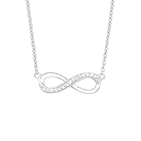 S.Oliver Women's Necklace with Infinity Pendant 925 Sterling Silver Rhodium-Plated Zirconia 42 + 3 cm White