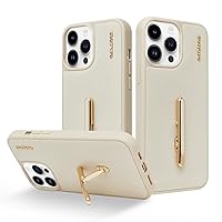 CUSTYPE Phone Case for iPhone 14 Pro Max with Stand, Compatible with Wireless Charging, Foldable 3-in-1 Stand Women Slim Fit Leather Case for Apple 14 Pro Max 6.7 inch(Beige)