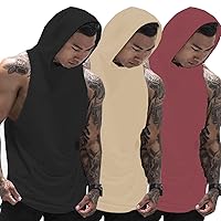 Muscle Killer Pack of 3 Men's Workout Hooded Tank Tops Bodybuilding Muscle Cut Off T-Shirt Sleeveless Gym Hoodies