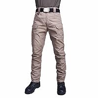 Mens Wear-Resistant Cargo Pants Outdoor Multi Pockets Hiking Pants Workwear Safety Pants Straight Leg Sweatpants