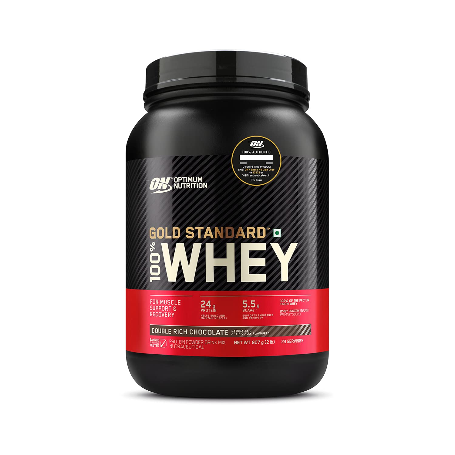 Optimum Nutrition ON Gold Standard 100% Whey Protein Primary Source Isolate - Double Rich Chocolate, 2 Lbs + ON Micronized Creatine Monohydrate Powder - Unflavored, 300 Grams
